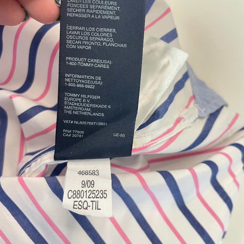 Tommy‎ Hilfiger Mens XXL Custom Fit Striped Button Down Shirt Pink Blue White - Picture 11 of 11
